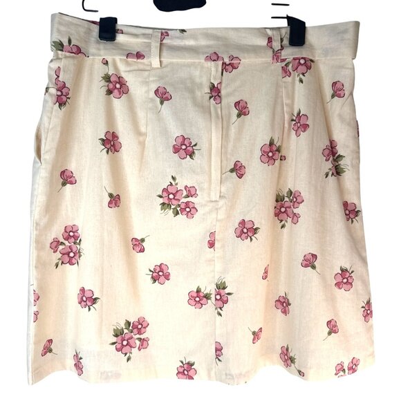 2/$30 Princess Highway Size US 8 Floral Linen Blend Skirt W/ Belt Cream & Pink - Picture 9 of 16
